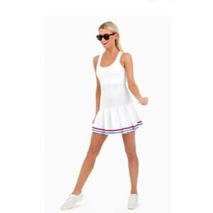 Boast Women's White Athletic Tennis Dress Pleated Skirt Shelf Bra S EUC 224079